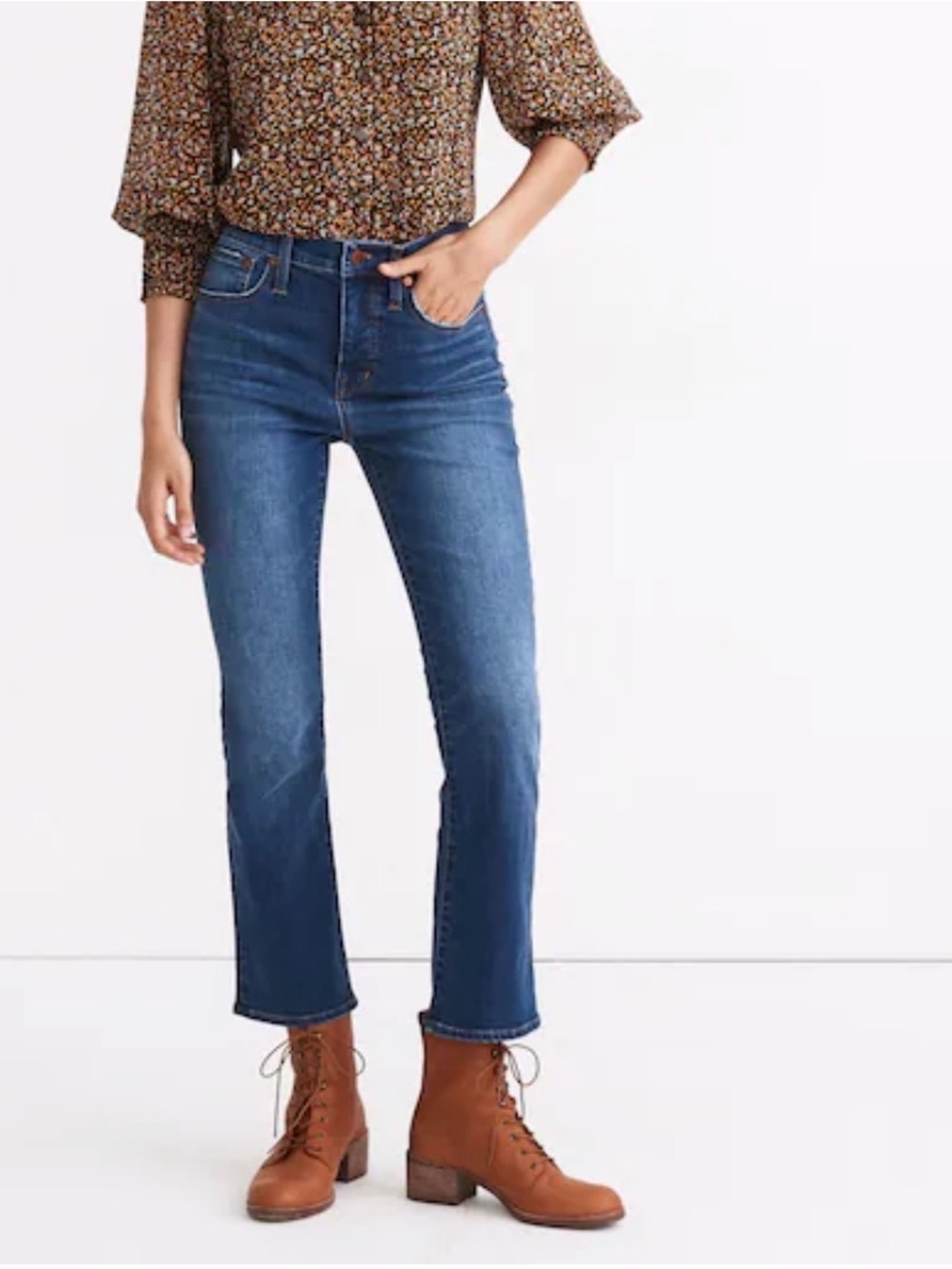 Madewell Cali Demi-Boot Jeans Lockwood Wash Size 28 Dark Indigo